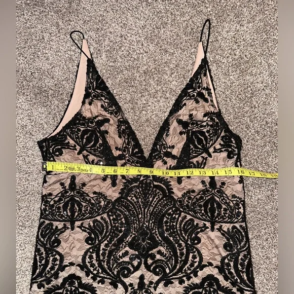 Free People Night Shimmer Sequin Mini Dress Black Lace - Picture 4 of 8